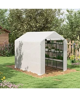 Outsunny Walk-in Greenhouse, 18 Shelves, 95.25" x 70.75" x 82.75", White