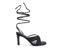 Women's Chasm Satin Ruched Strap Tie Up Sandals