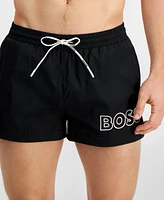 Boss by Hugo Men's Mooneye Outlined Logo Drawstring 3" Swim Trunks