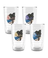 Tervis A Day In The Tropics Made in Usa Double Walled Insulated Tumbler Travel Cup Keeps Drinks Cold & Hot, 16oz - 4pk, Assorted