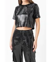 Women's Sequins Cropped Top