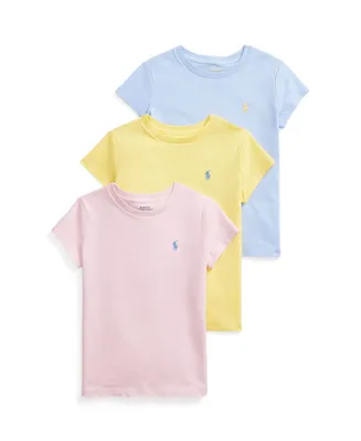 Polo Ralph Lauren Toddler and Little Girls Cotton Jersey Crewneck T-shirts, Pack of 3