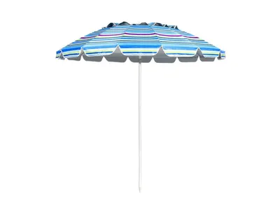 8 ft Portable Beach Umbrella with Sand Anchor and Tilt Mechanism for Garden Patio