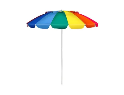 8 ft Portable Beach Umbrella with Sand Anchor and Tilt Mechanism for Garden Patio