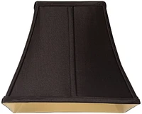 Small Square Curved Black Lamp Shade 6" Top x 11" Bottom x 9.75" Height (Spider) Replacement with Harp and Finial - Springcrest