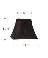 Small Square Curved Black Lamp Shade 6" Top x 11" Bottom x 9.75" Height (Spider) Replacement with Harp and Finial - Springcrest