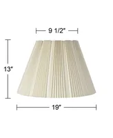 Eggshell Pleated Large Lamp Shade 9.5" Top x 19" Bottom x 13" High (Spider) Replacement with Harp and Finial - Springcrest