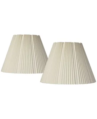 Set of 2 Hardback Empire Knife Pleated Lamp Shades Eggshell White Large 9" Top x 17" Bottom x 12.25" High Spider with Replacement Harp and Finial Fitt