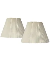 Set of 2 Hardback Empire Knife Pleated Lamp Shades Eggshell White Large 9" Top x 17" Bottom x 12.25" High Spider with Replacement Harp and Finial Fitt