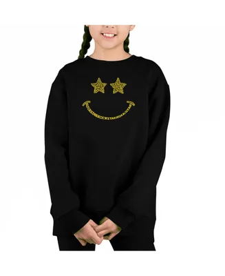 Rockstar Smiley - Big Girl's Word Art Crewneck Sweatshirt