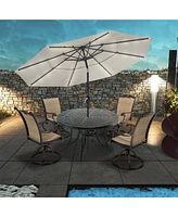 Mondawe 5-Piece Aluminum Outdoor Patio Dining Set with Swivel Armchairs, Brown