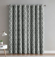 Kate Aurora 2 Piece 100% Full Blackout Trellis Grommet Top Window Curtain Panels