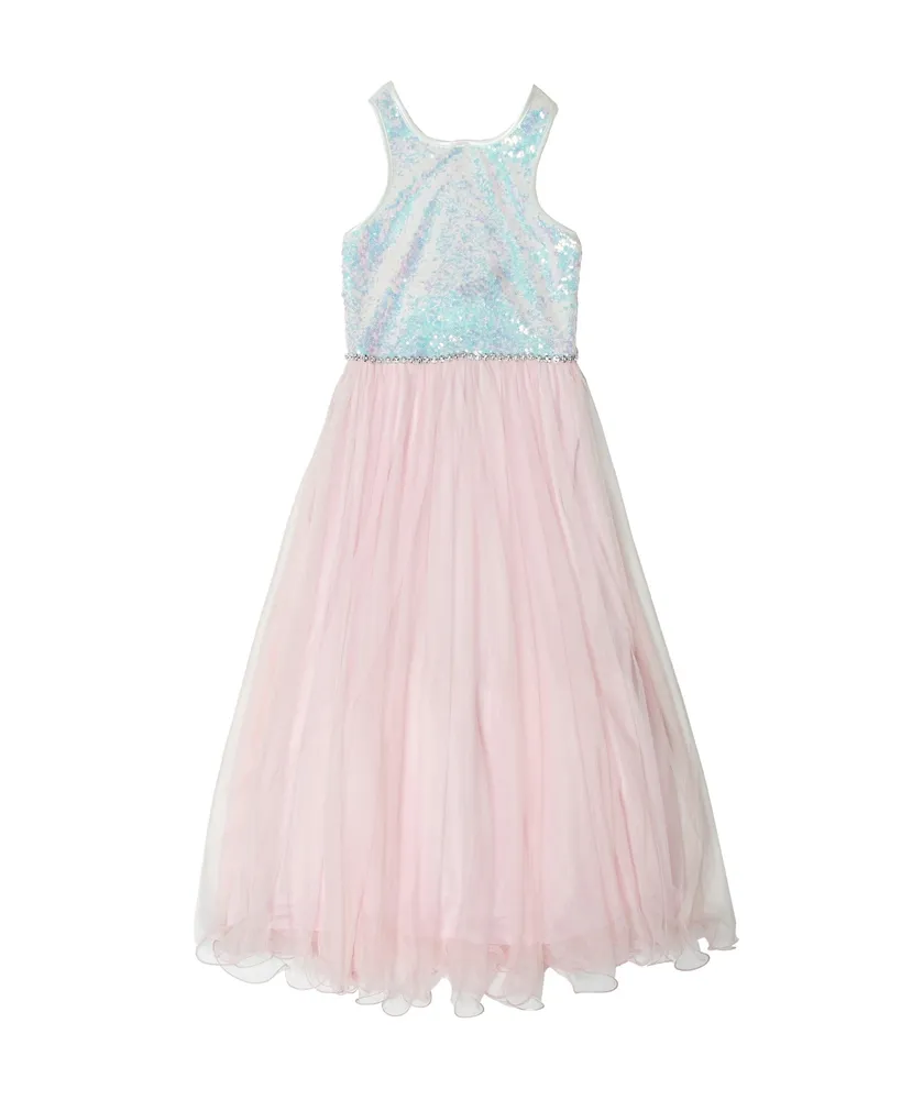 Trixxi Big Girls Sequin Back Bow Sleeveless Tulle Dress