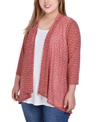Ny Collection Plus Size 3/4 Sleeve Cardigan and Tank Top, 2 Piece Set