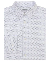 Calvin Klein Big Boys Long Sleeve Stretch Ck Glyph Print Dress Shirt