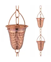 Marrgon Copper Rain Chain with Hammered Bell Style Cups for Gutter Downspout Replacement