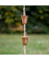 Marrgon Copper Rain Chain with Hammered Bell Style Cups for Gutter Downspout Replacement