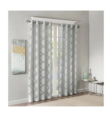 Eden Fretwork Burnout Sheer Window Curtain, sheer curtains inches long Single Sheer Curtain Panel