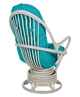 Office Star 39" Fabric, Rattan Lanai Swivel Rocker Chair