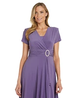 R&M Richards Short-Sleeve Faux-Wrap Dress