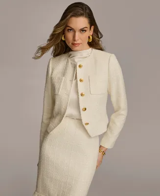 Donna Karan Women's Collarless Tweed Jacket