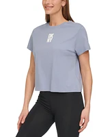 Dkny Sport Women's Cotton Crewneck Puff-Logo Cropped T-Shirt