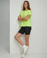 Dkny Sport Womens Cotton Embellished Logo T Shirt Balance Super High Rise Pull On Bicycle Shorts