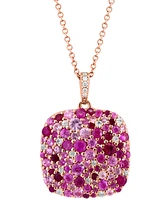 Effy Multi-Gemstone (2-3/4 ct. t.w.) & Diamond Accent Cluster 18" Pendant Necklace in Rose Gold-Plated Silver