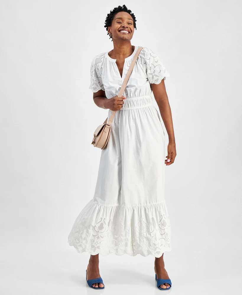 On 34th Women's Cotton Embroidered Midi Dress, Created for Macy's