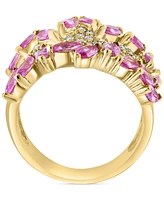 Effy Pink Sapphire (3-1/4 ct. t.w.) & Diamond (1-3/8 ct. t.w.) Pave Statement Ring in 14k Gold