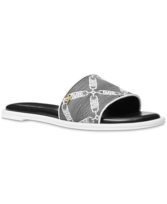 Michael Kors Saylor Logo Embroidered Slide Sandals