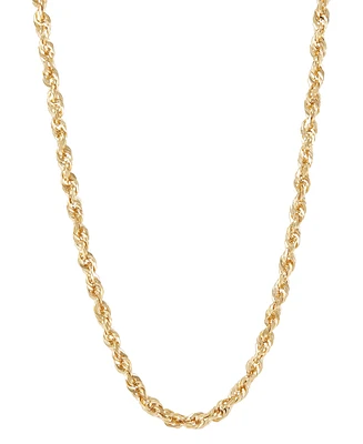Solid Glitter Rope Link 18" Chain Necklace (3mm) in 14k Gold
