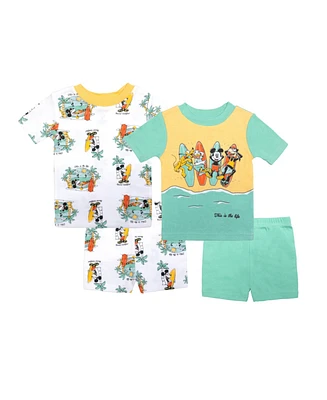 Mickey Mouse Toddler Boys Cotton 4 Piece Pajama Set