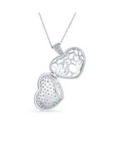 Bling Jewelry Large Pave Cz Puff Heart Shape Aromatherapy Essential Oil Perfume Diffuser Locket Pendant Necklace For Women For