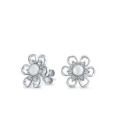 Bling Jewelry White Freshwater Cultured Pearl Open Daisy Flower Cz Stud Earrings For Women For Sterling Silver