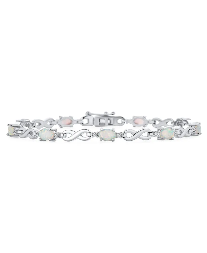 Bling Jewelry White Synthetic Opal Cz Accent Infinity Tennis Bracelet For Women Sterling Silver 7.5 Inches