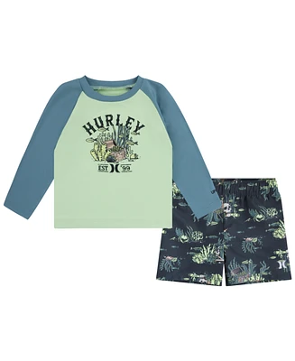 Hurley Little Boys Treasure Hunt UPF50+ Swim Set, 2 Piece