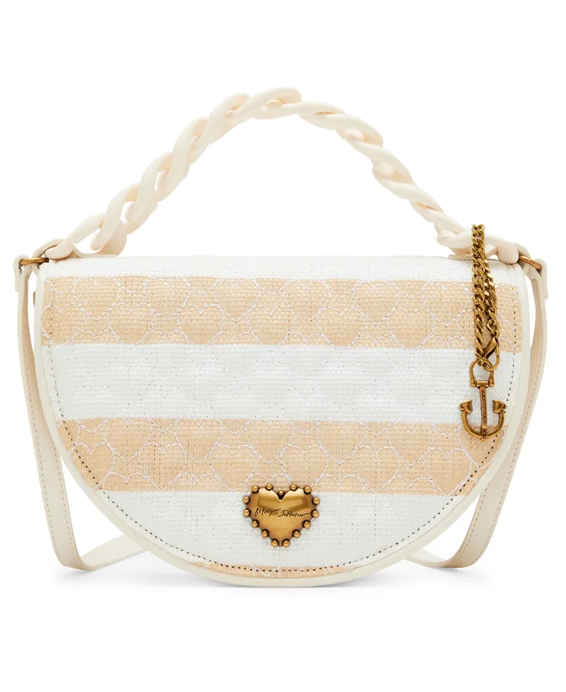 Betsey Johnson Nauti-Gal Half Moon Raffia Flap Bag