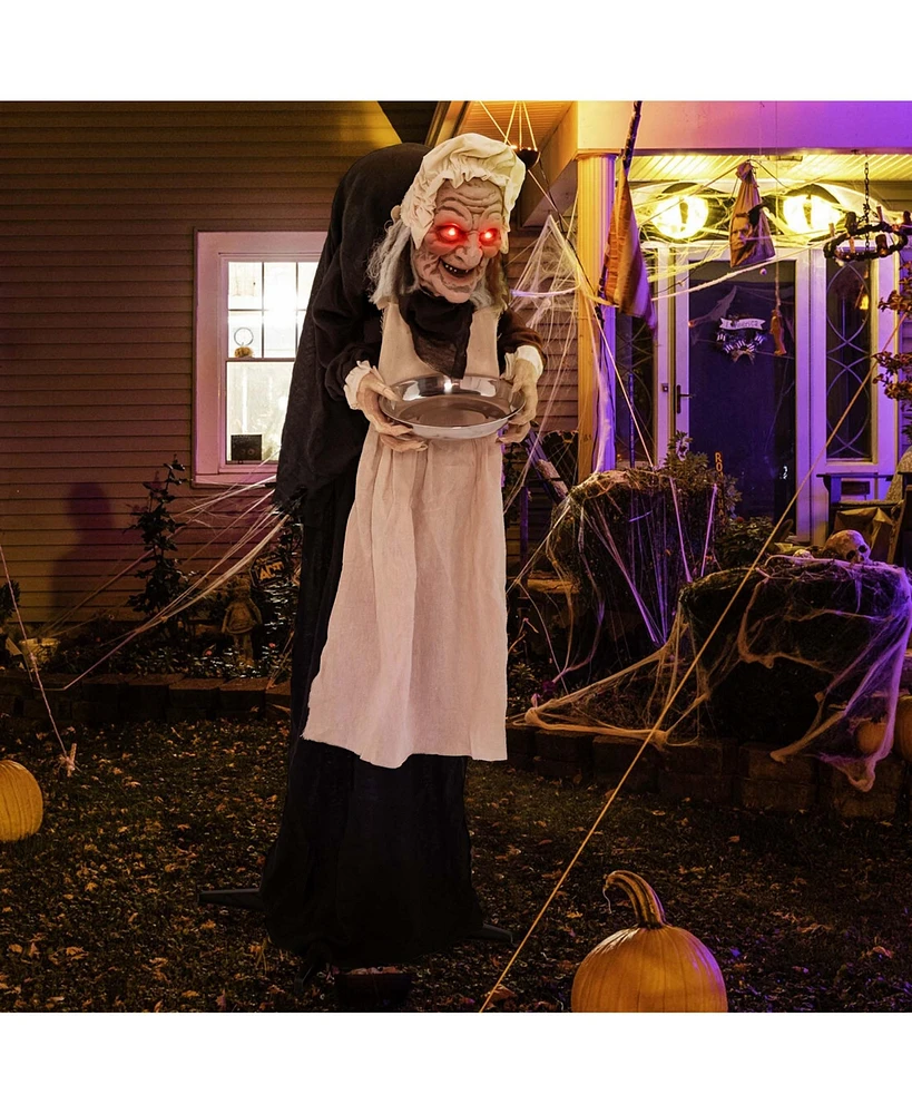 5.2 Ft Halloween Animated Standing Greeter Old Lady Animatronic