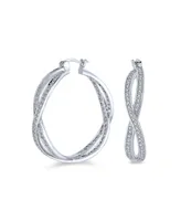 Cubic Zirconia Pave Cz Eternity Figure Eight Love Knot Large Infinity Hoop Earrings For Women Girlfriend 1.5 Diameter