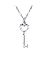 Simple Romantic Key to Your Heart Open Heart Key Necklace Pendant For Women Teens Girlfriend .925 Sterling Silver