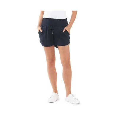 Ripe Maternity Indi Shirred Linen Short Navy