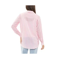 Ripe Maternity Maternity Ripe Emmy Stripe Button Up Shirt Bubble Gum/White