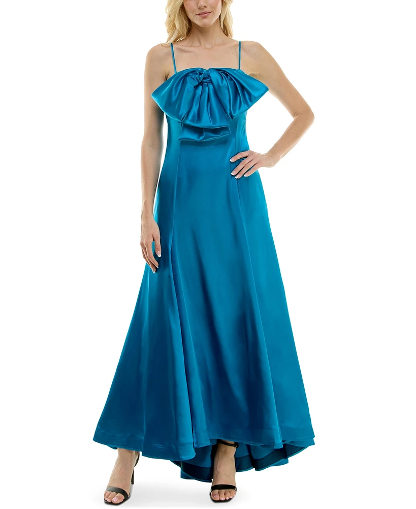 Taylor Women's Exaggerated-Bow Satin-Stretch Ball Gown