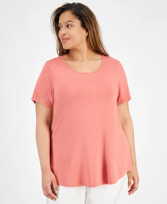 Jm Collection Plus Short-Sleeve Top, Created for Macy's