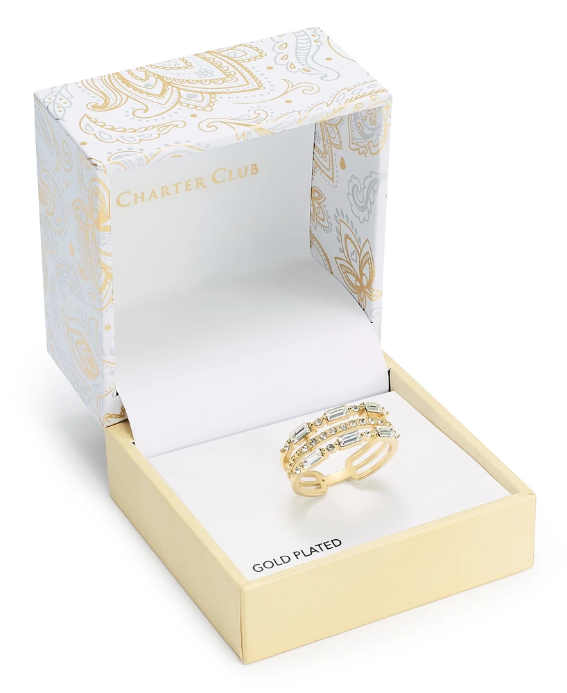 Charter Club Gold-Tone Pave & Baguette Crystal Triple-Row Ring, Created for Macy's