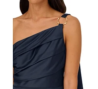 Adrianna Papell Women's Satin Crepe One-Shoulder Gown