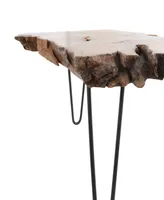 Rosemary Lane 43" x 24" x 17" Teak Wood Handmade Live Edge Black Metal Hairpin Legs Coffee Table