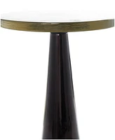 Rosemary Lane Aluminum Geometric Cone Textured Glass Tabletop Accent Table - Black
