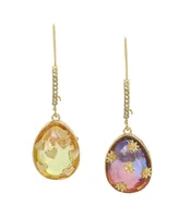 Betsey Johnson Faux Stone Easter Egg Mismatch Dangle Earrings